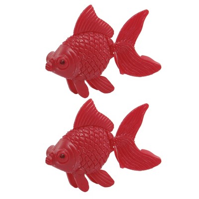 Unique Bargains Plastic Floating Goldfish Aquarium Ornament Red 2 Pcs