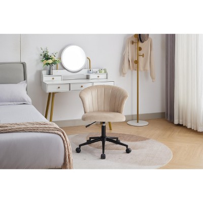 DOMETOUR Home Office Chair, Velvet Fabric Swivel Flower Shape Computer Desk Chair for Home Office or Bedroom