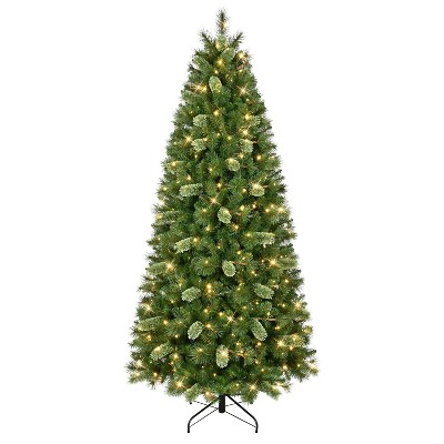 Puleo 7.5' Pre-Lit Artificial Slim Tacoma Pine Tree with 350 LED Lights