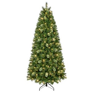 Puleo 7.5' Pre-Lit Artificial Slim Tacoma Pine Tree with 350 LED Lights - 1 of 4