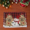 Unique Bargains Christmas Place Mats Christmas Tree Snowman Flax Red Yellow Black 11.8"x17.7" 2 Pcs - 2 of 4