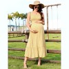 Women Smocked Maternity Boho Dress Summer Casual Spaghetti Strap Ruffle Sleeveless Flowy Maxi Dress Baby Shower Photoshoot Yellow Large - 3 of 4