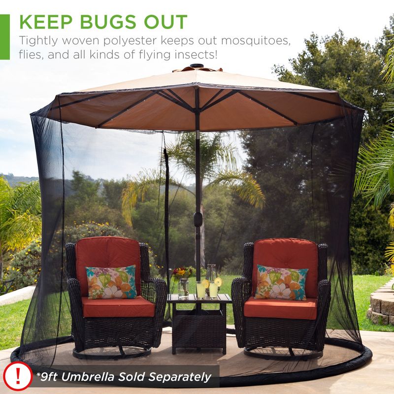 Best Choice Products 9ft Adjustable Bug Screen Accessory for Outdoor Patio Umbrella w/ Polyester Net, Fillable Base, 3 of 9