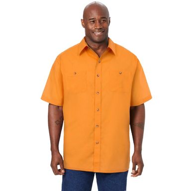 orange short sleeve dress shirt RYRJJ Men's Muscle Dress Shirts Slim Fit Stretch Short Sleeve Athletic Button  Down Shirts with Chest Pocket(Orange,L)