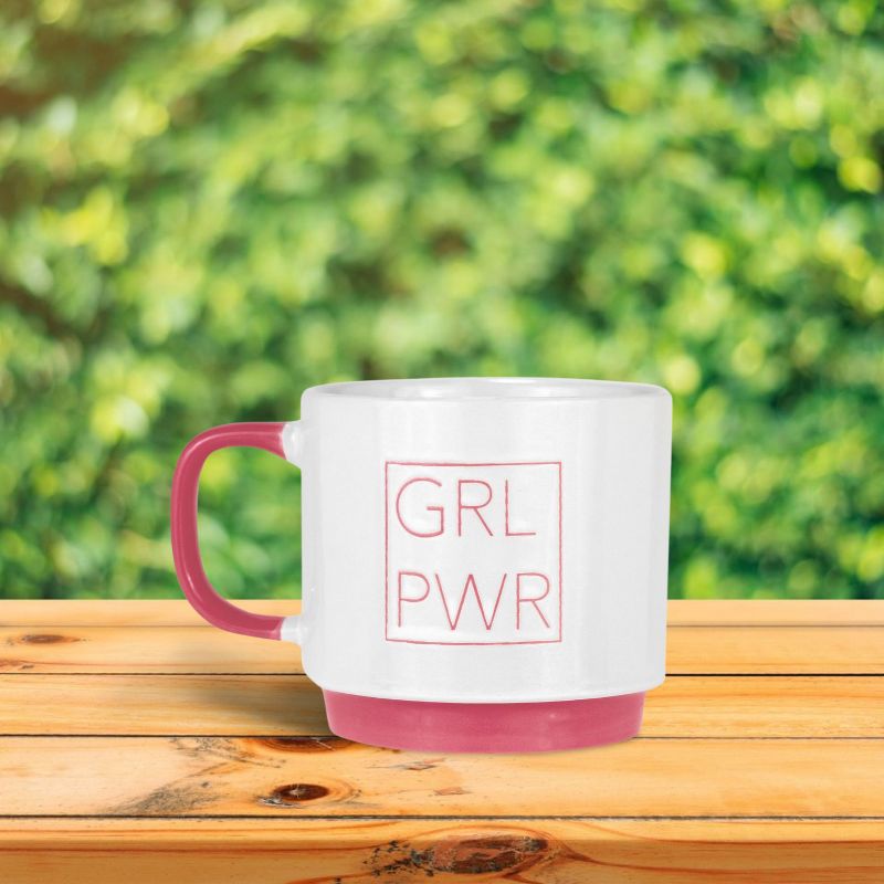 Amici Home "GRL PWR" Girl Power Coffee Mug, Pink Handle, Lettering, and Bottom, For Tea, or Any Beverages, Microwave & Dishwasher Safe, 20-Ounce, 3 of 5