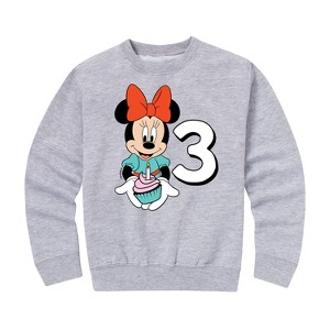 Girls' - Disney - Minnie Birthday 3 Graphic Long Sleeve Fleece Sweatshirt - 1 of 4
