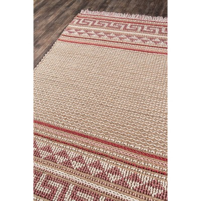 Esme Pink and Beige Wool Cotton Geometric Runner Rug