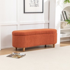 SEYNAR Modern Glam Teddy Fabric Upholstered Storage Ottoman Bench - 1 of 4