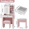 Makeup Vanity Desk with Mirror and Lights, Vanity Table Set with Charging Station, Dressing Table with Stool, 2 Drawers, Power Outlets & USB Ports - 3 of 4