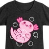 Girls' - Instant Message - Kawaii Axolotl with Bubbles Fitted Short Sleeve Graphic T-Shirt - 2 of 4