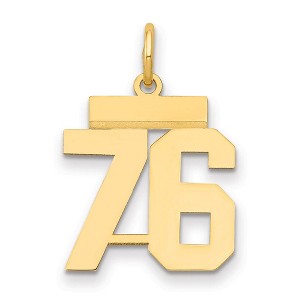Black Bow Jewelry 14k Yellow Gold, Athletic Collection, Small Polished Number 76 Pendant - 1 of 3