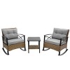 Patio Rocking Rattan Chairs With Steel Table,3-Piece Chaise Rocking Chair Set,Patio Rocking Chairs With Armrests -Maison Boucle - 3 of 4