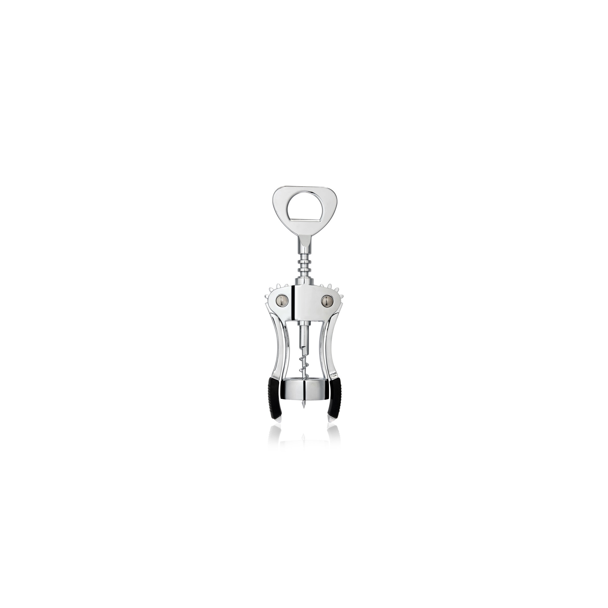 True Spiral Winged Corkscrew, Durable Stainless Steel Wine Opener, Rubber Grip Arms, Built-in Bottle Opener, Housewarming, Home Bar Gifts, Silver