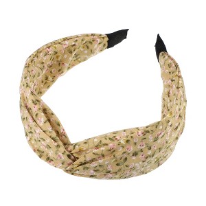 Unique Bargains Girl's Retro Little Flower Knotted Non-slip Wide Headband Yellow 5"x2.09" 1 Pc - 1 of 4