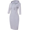 Coolmee Womens 3/4 Sleeve Hoodie Dress Casual Pocket Slim Pullover Knee Length Dress - 2 of 4