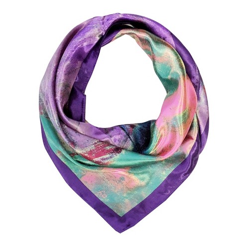 Wrapables Silky Feeling Satin Square Scarf, Violet Bouquet - image 1 of 4