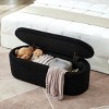 Oval Storage Ottoman Bench,Upholstered Teddy Fabric Footstools,End Of Bed Stool With Safety Hinge For Bedroom, Living Room, Entryway-Cuddlewood - 2 of 4