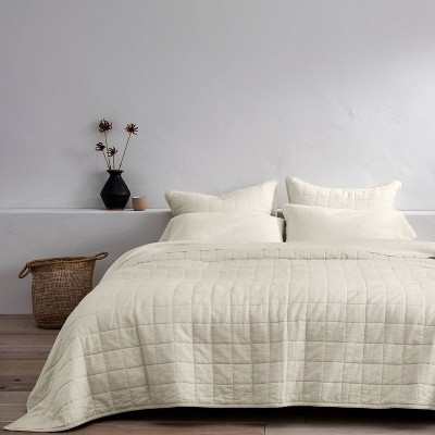 Full Natural Cotton Reversible Quilt with Linen Blend