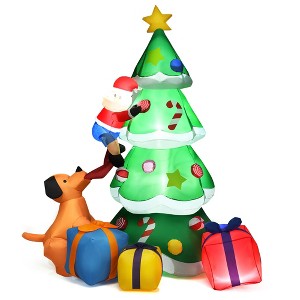 Costway 7 FT Inflatable Christmas Tree Santa Decor w/LED Lights Outdoor Yard Decoration - 1 of 4