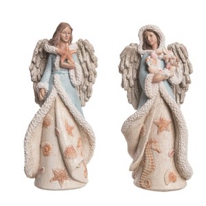 Transpac Seaside Angel Figurine Set of 2 Coastal Decorative Objects for Christmas Indoor Tabletop Decor Gift Giving - 1 of 1