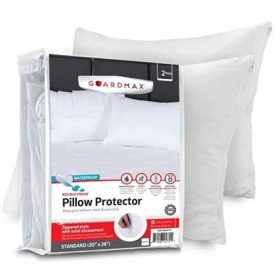 Guardmax Waterproof Standard Pillow Protector Encasement With Zipper ...