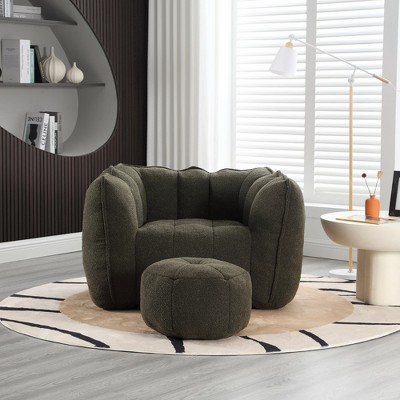 LOVMOR 42.5"Soft Bean Bag Chair with High Resilient Foam(Chips)for living room and bedroom,Coffee