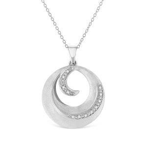 Haus of Brilliance Silver Pave-Set Diamond Accent Fashion Circle Pendant Necklace - 1 of 4
