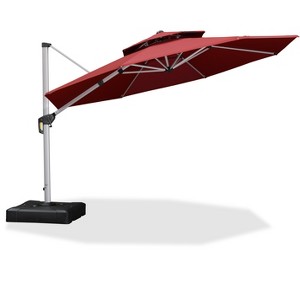 PURPLE LEAF 12 Feet Patio Umbrella Outdoor Round Double-Top Aluminum Umbrella Cantilever Patio Umbrella for Garden Deck Pool Patio - 1 of 4