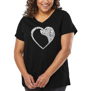 LA Pop Art Dog Heart - Women's Word Art V-Neck - 1 of 4