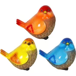 Set of 3 Resin Bird Statue Orange/Blue/Yellow - Exhart