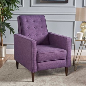 Modern Recliner Chair with Button Tufted Back,Push Back Accent Chair with Tapered Wood Legs-Masion Boucle - 1 of 4