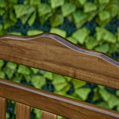 Brown Wooden High-Back Rocking Chair with Arms