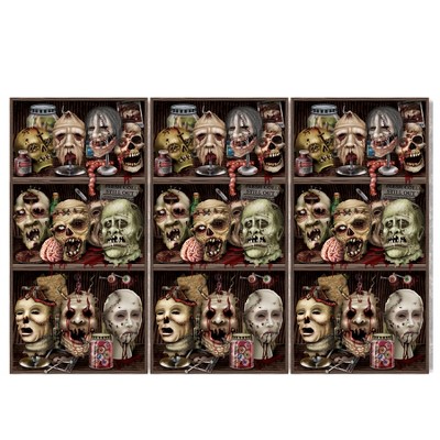 Beistle Scary Heads Backdrop, 4' x 30', (1/Pkg) Multicolored