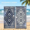 NAYSAYE Outdoor Rug Reversible Waterproof Plastic Straw Mat 9' x 18' with Carry Bag for Patio Garden and Travel, Blue and White - 4 of 4