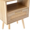 Wooakway 15.75"L 22.05"H 1.81"D 4-Leg Rattan End Table Side Table Nightstand with Power Outlet USB Ports - 4 of 4