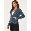 INSPIRE CHIC Women's Notched Collar Long Sleeve Button Front Striped Blazer - 3 of 4