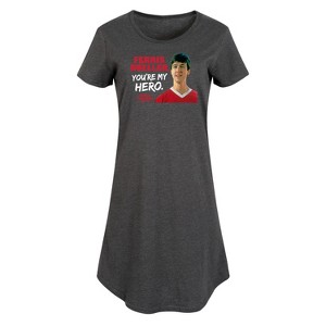 Women's Ferris Bueller's Day Off Ferris My Hero Graphic T-shirt Dress - Heather Charcoal - Medium - 1 of 4