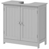 HOMCOM Under Sink Bathroom Cabinet with 2 Doors and Shelf, Pedestal Sink Bathroom Vanity Furniture, Light Gray - 4 of 4