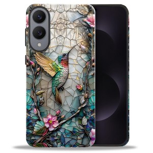 BONGEEK Case Compatible with Samsung Galaxy S25 Edge,Scratch Resistant Hybrid 2-Layer Hard Shell Bright Phone Case,Hummingbird Flower Stained Glass - 1 of 4