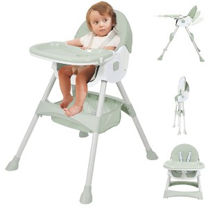 Napei 6- in -1 Baby High Chair with 5 -Point Safety Harness and Adjustable Dining Tray,Foldable High Chair for Space-Saving - 1 of 4