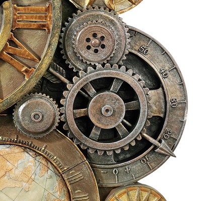 Medium Bronze Steampunk Gear and Globe Wall Clock