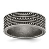 Chisel Stainless Steel Antiqued Gun Metal IP-plated Beaded 10mm Flat Band Ring - 2 of 4