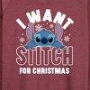 Women's - Lilo and Stitch - I Want A Stitch For Christmas Lightweight French Terry Wide Neck Long Sleeve Shirt - 2 of 4