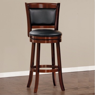 37.75"Comfortable Swivel Counter Height Chair 1pc Dark Cherry Finish Faux Leather Upholstery Solid Wood Furniture,Cherry