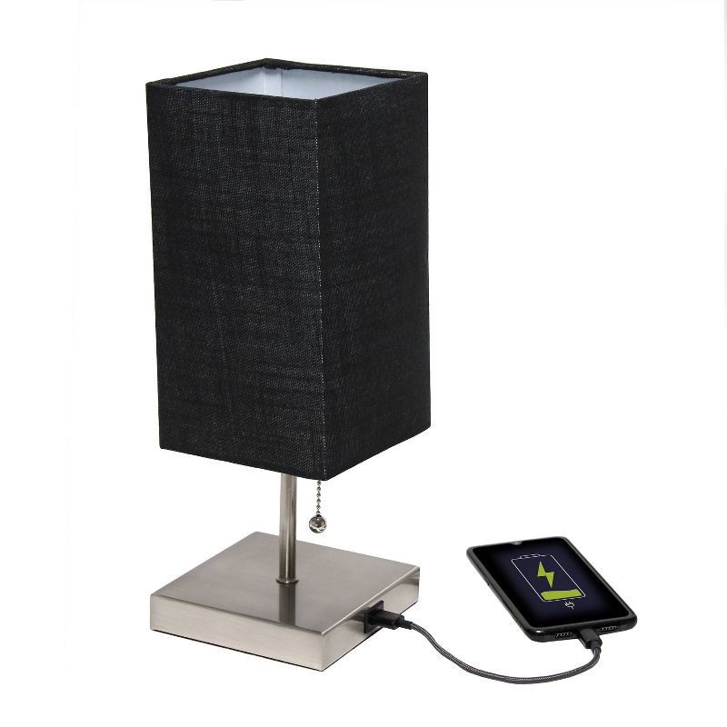 Petite Stick Lamp with USB Charging Port and Fabric Shade - Simple Designs, 5 of 10