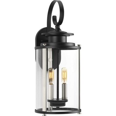 Antique Bronze and Brass 19.25" Outdoor Wall Lantern with Clear Glass