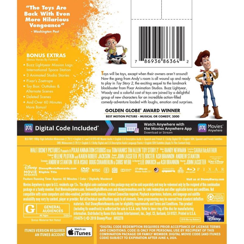 Toy Story 2 (Blu-ray + DVD + Digital), 3 of 5