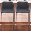 HomeRoots Set of Two 30" Black And Brown Faux Leather And Steel Bar Height Bar Chairs - 2 of 4