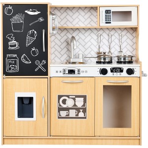 Best Choice Products Pretend Play Kitchen Wooden Toy Set for Kids w/ Telephone, Utensils, Oven, Microwave - 1 of 4