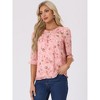 INSPIRE CHIC Women's Round Neck Ruffle 3/4 Sleeve Floral Print Chiffon Blouse - 2 of 4